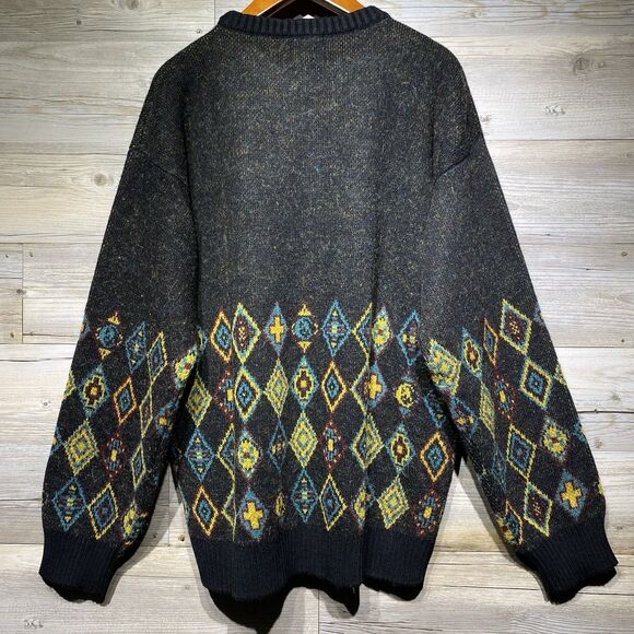 Champion Index + Archives Retro Sweater Large Geometric Mohair Wool Alpaca Italy - Picture 2 of 11